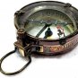 Antique vintage brass compass nautical map reader navigation with leather case