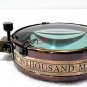 Antique vintage brass compass nautical map reader navigation with leather case