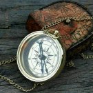 Brass Locket Compass Necklace Maritime Steampunk Antique Vintage Gift Compass