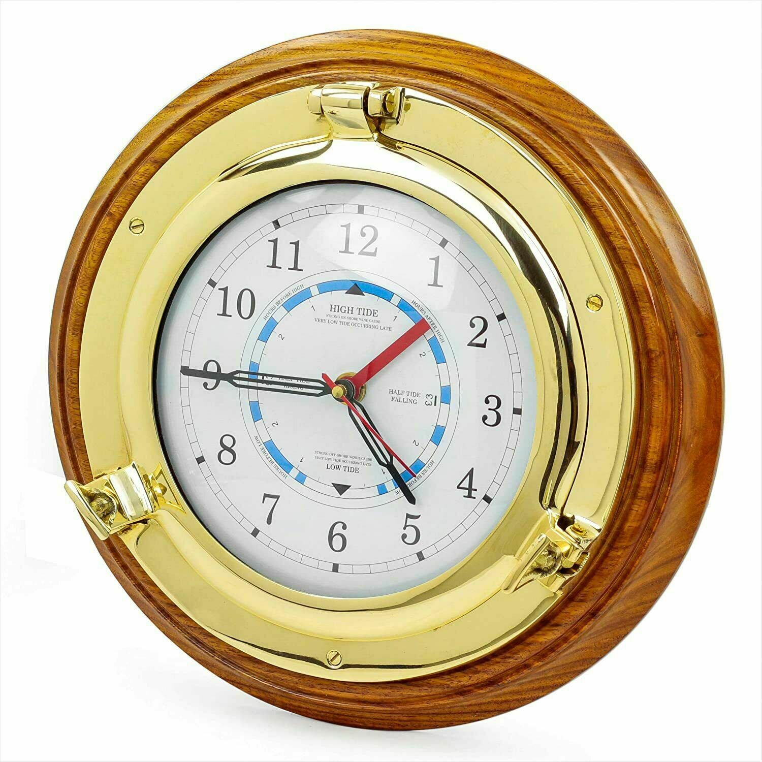 Maritime Porthole Wall Brass Clock Ship's Time Nautical Quartz Antique Brass