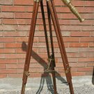 VINTAGE BRASS TELESCOPE ON WOODEN TRIPOD MARITIME NAUTICAL 60" TALL