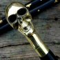 Vintage Walking Cane Wooden Stick Men Skull Head Handle Collectible Solid Brass
