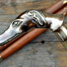 ANTIQUE DOG DESIGNER SOLID BRASS HANDLE VICTORIAN WOODEN WALKING STICK CANE GIFT
