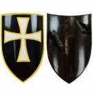 Handmade Medieval Templar White Cross Shield Hand Forged Shield Cosplay Shield