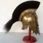 Medieval Warrior Steel Greek Corinthian Armour Helmet With Black Plume And Stand