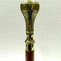 Wooden Walking Stick Brass Long Head Handle Vintage Solid Victorian Antique Cane