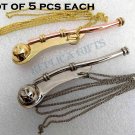 5 PCS Nautical Brass Boatswain Whistle With Chain Bosun Call Pipe Marine Gift