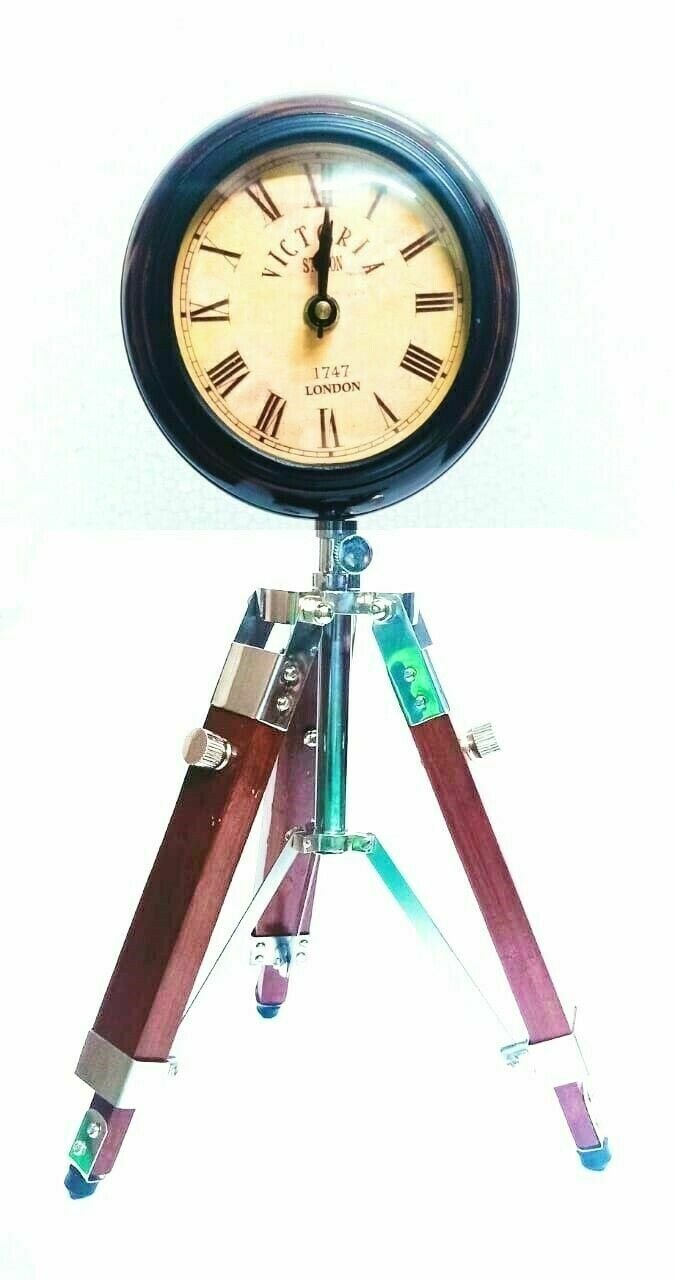 Antique table Clock With Tripod stand Nautical, Home & Office Decor gift item