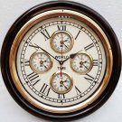 Vintage Style Brass Wooden Wall Clock World Time Clock Wall Décor Nautical Gift