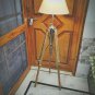 Vintage Nautical Tripod Floor Lamp Natural Teak Wooden Shade Stand Home Decor