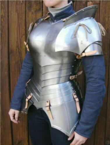Medieval Half Body Armor Suit 18 GA SCA Steel Plate Lady W Cuirass Puldrons LS14