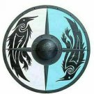 Medieval Viking Shield Painted Raven Design Handmade Wooden 24 Inches Round