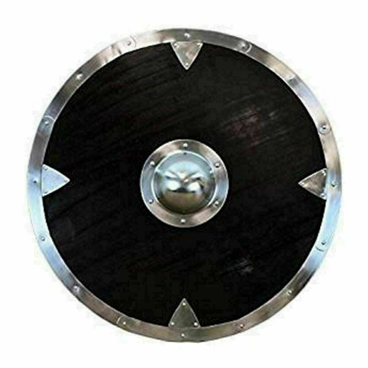 Medieval 24" Functional Wooden Round Shield Steel Boss Reinforced Rim Larp