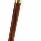 Vintage Brass T Shape Handel Walking Stick Cane Ebony Golden Tone Natural Wooden