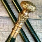Victorian Antique Wooden Walking Stick Solid Brass Knob Head Handel Cane Gifts