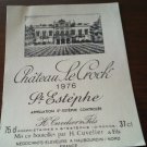 Wine Label Château Le Crock Saint Estephe 1976 New