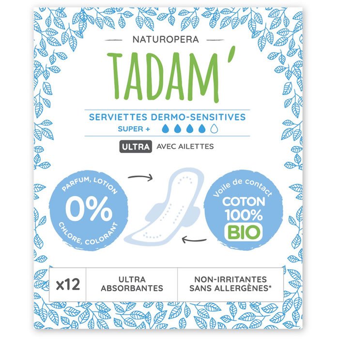 lot 3x12 TADAM: Ultra - Super + organic cotton dermo-sensitive towels