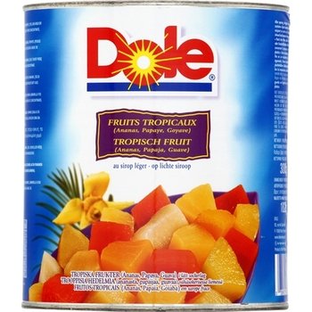 Tropical fruits (pineapple, papaya, guava) in light syrup 1829g net dole drip