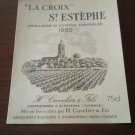 Wine Label La Croix Saint Estephe 1980 New