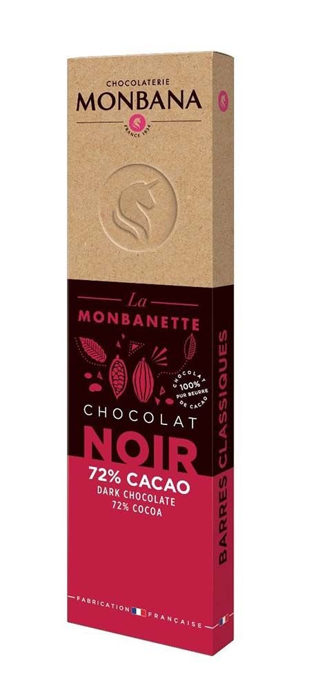 lot 3 Monbanette dark chocolate 72% cocoa 40 gr monbana