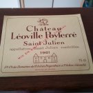 Wine Label Château Leoville Poyferre Saint Julien 1981 New