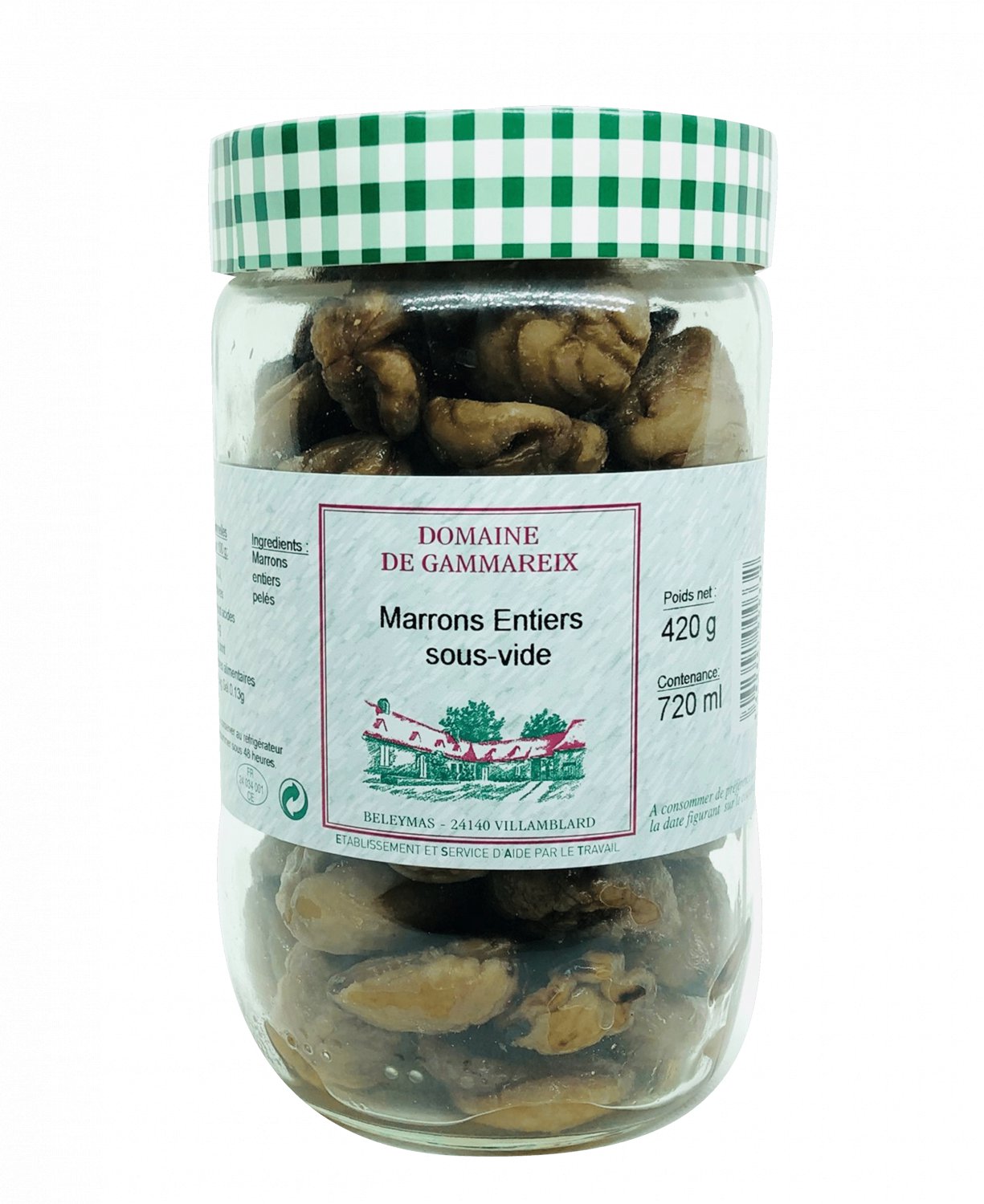 Vacuumpacked whole chestnuts 420 gr domaine de gammareix