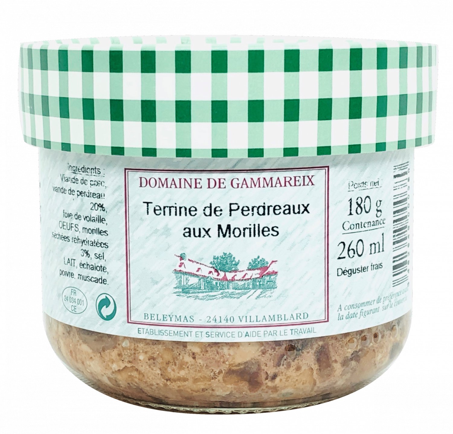 set 12 Partridge terrine with morels 180 gr domaine de gammareix