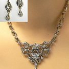 bridal pageant prom crystal necklace and earring set 744