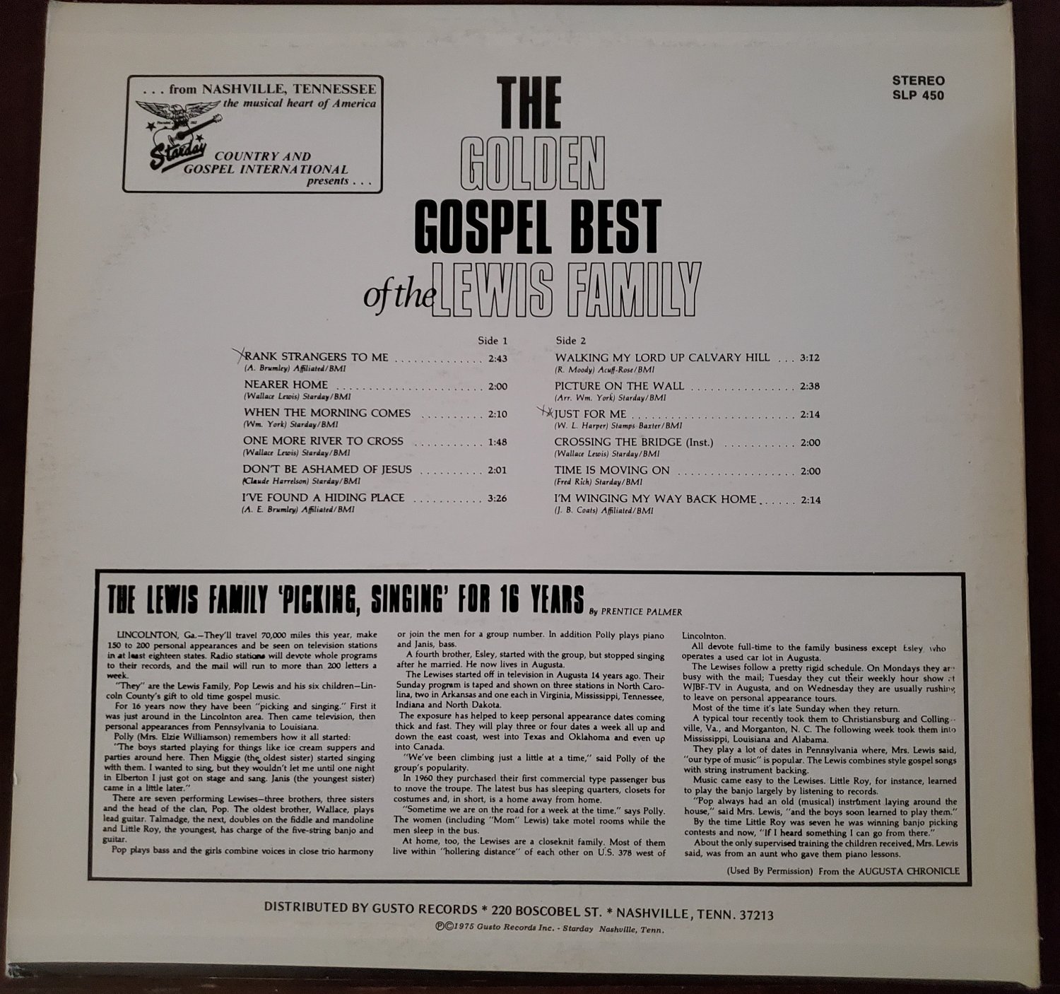 The Golden Gospel Best of The Lewis Family 1975 Starday 33 RPM Vinyl ...