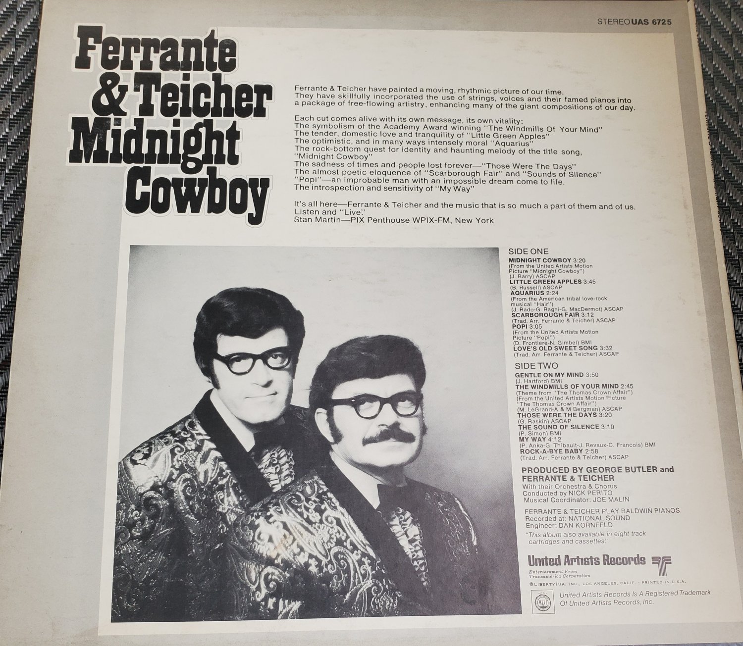 Ferrante & Teicher Midnight Cowboy Movie Soundtrack Album LP Record Vinyl