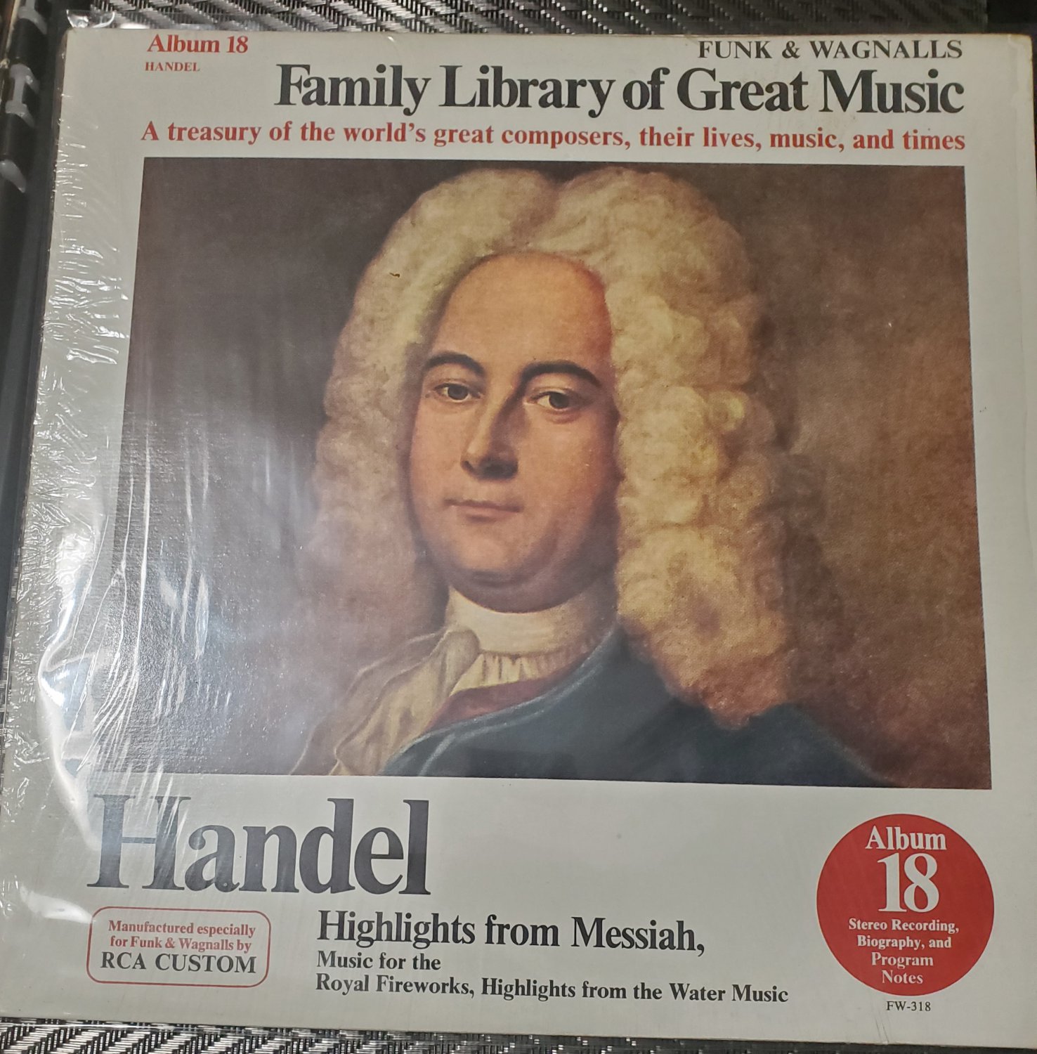 Funk & Wagnallâ��s Family Library Of Great Music Handel Album 18 LP Record