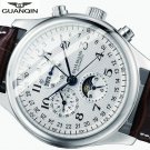 GUANQIN Mechanical Sapphire Automatic Men Watches Button Stainless Silver