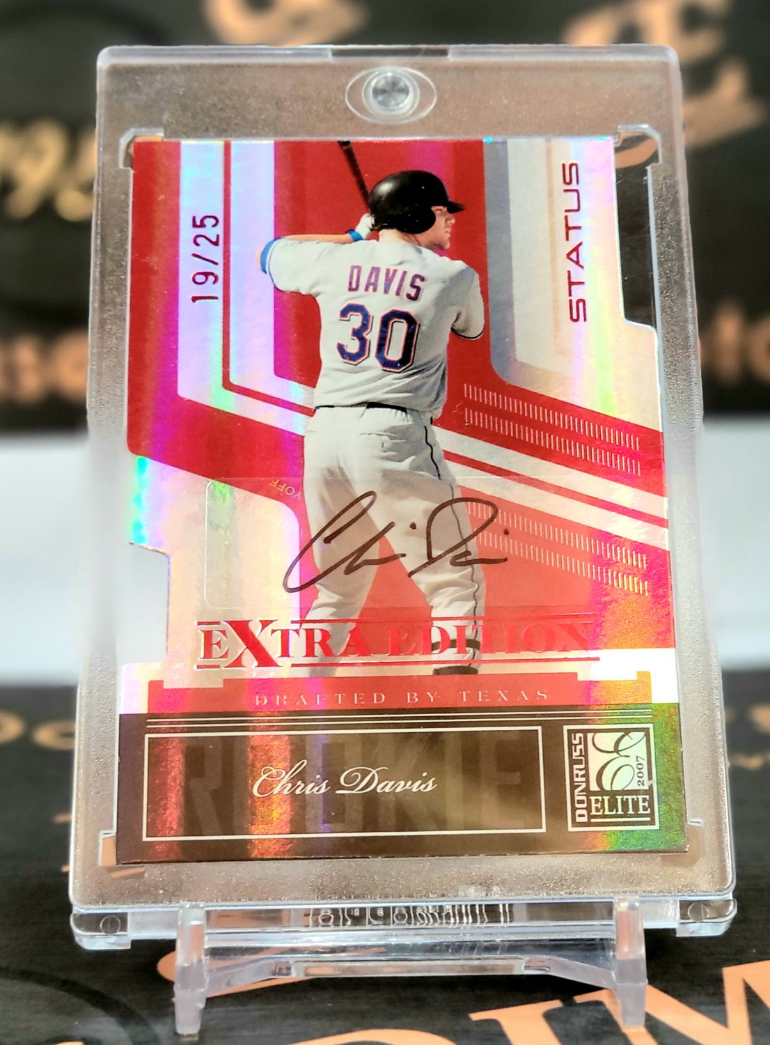 2008 Donruss Elite Extra Edition Red Status Parallel Chris Davis Autographed 19/25