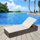 Costway Outdoor Pool Lounge Bed - PE Rattan Furniture (Grey)