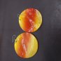 Mother Of Pearl Colored Earings, Orange Red 6cm diameter