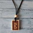 Rune Berkana Viking Scandinavian Necklace Talisman Handmade Wood Burning Engraved Pendant
