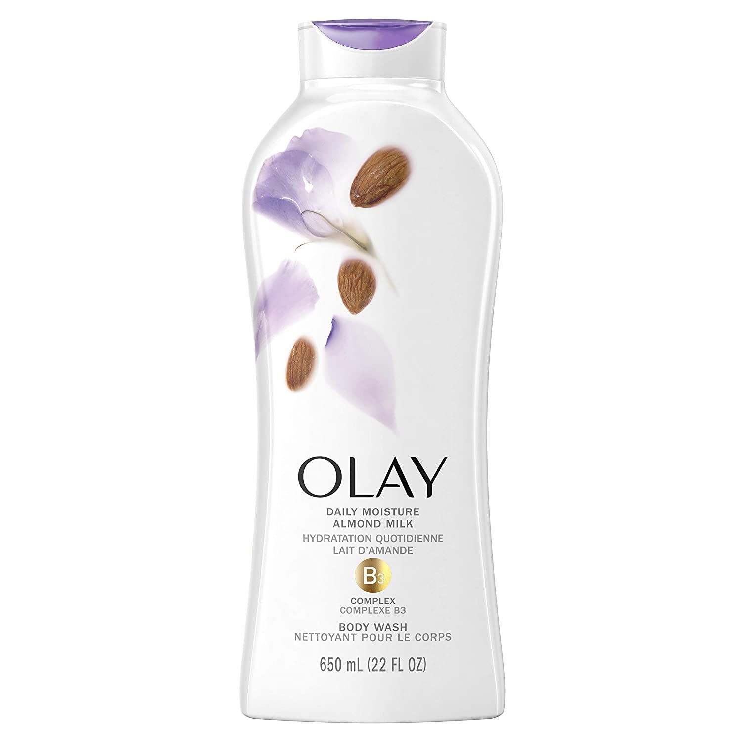 2 x Olay Hydrating Clean Almond Milk Body Wash, White, 650 ml