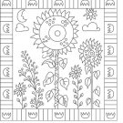 Strange Sunflowers rug hooking pattern -- Woolly Mammoth Woolens