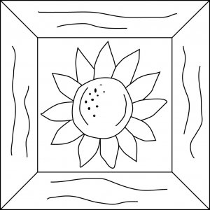 SUNFLOWER IN FRAME rug hooking pattern -- Woolly Mammoth Woolens