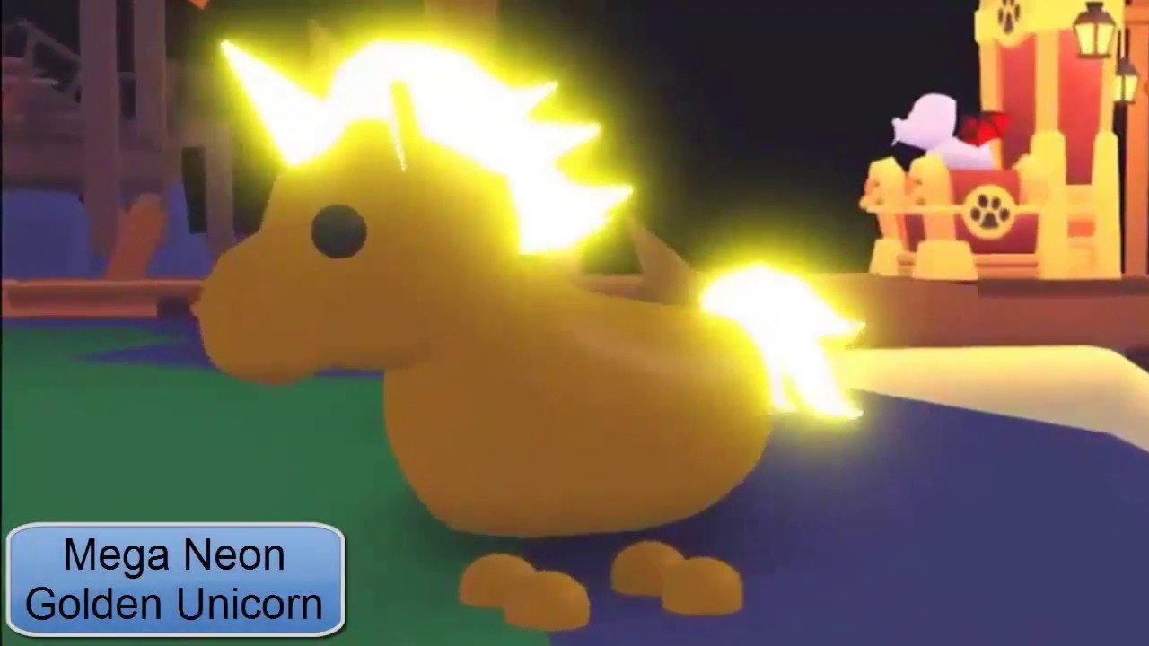 mega neon fly ride golden unicorn. Adopt me pets, roblox in-game accessories pet