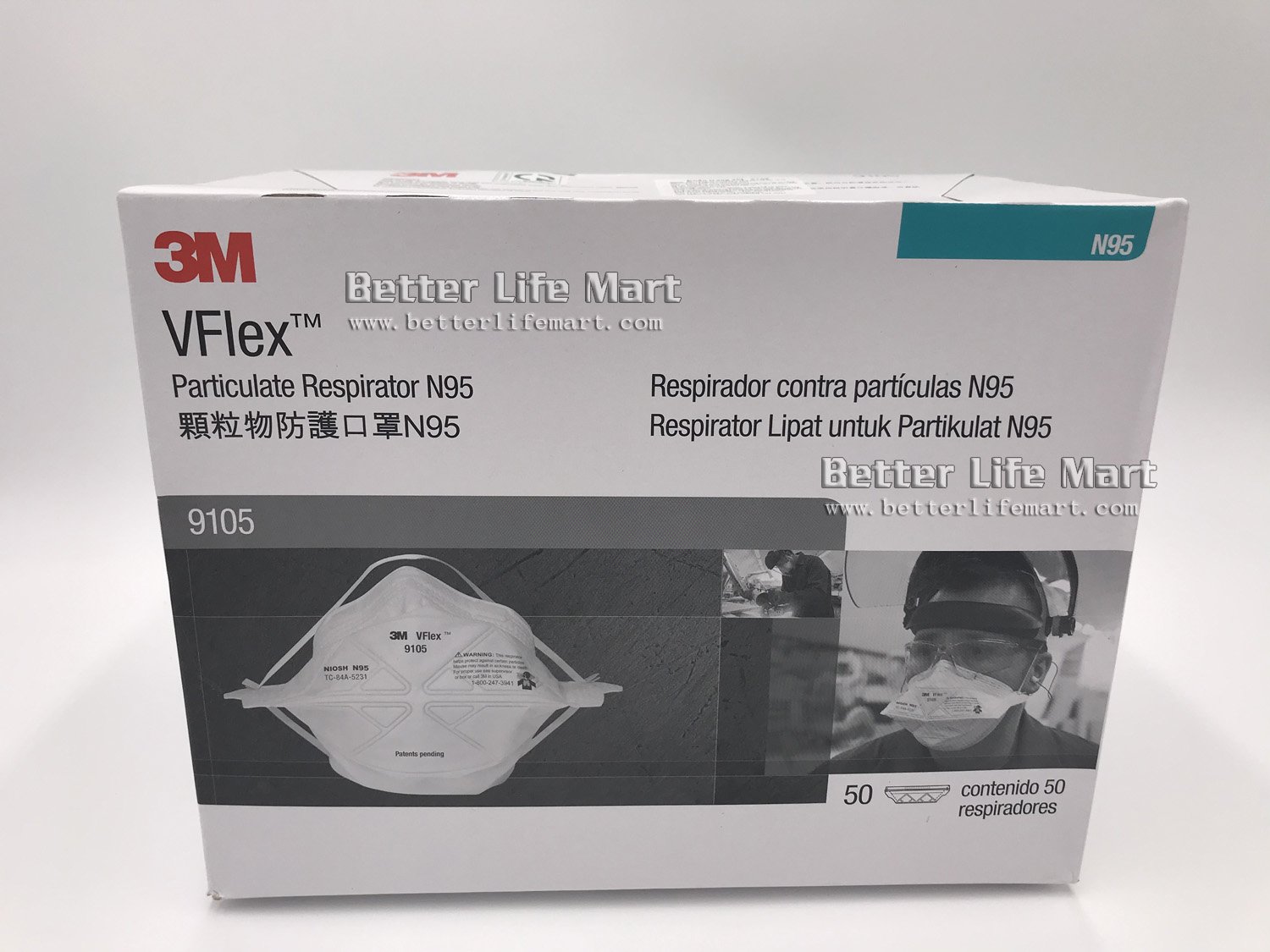50pcs 3M 9105 VFlexâ�¢ Respirator, face mask, N95,USA free shipping, No tax