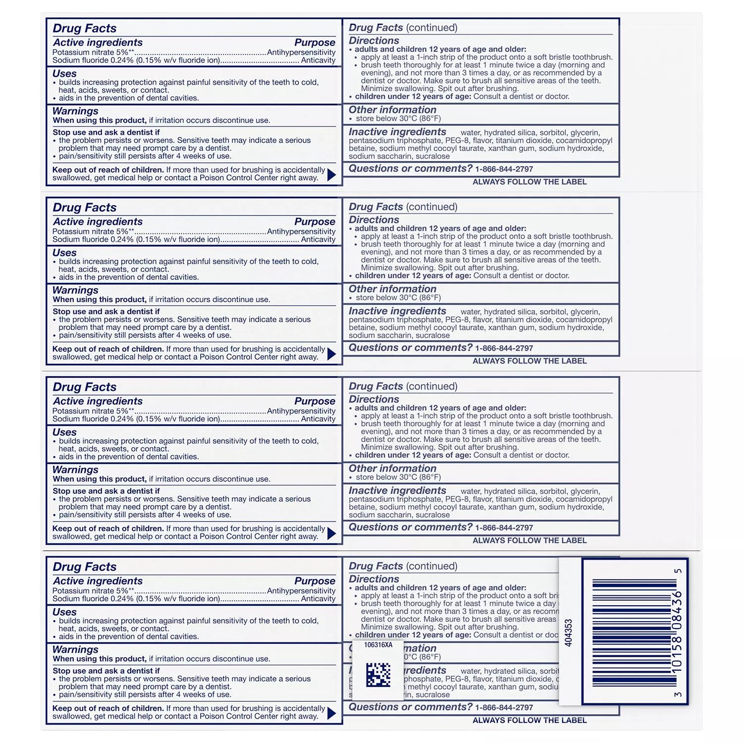 Sensodyne Extra Whitening Toothpaste (6.5 oz., 4 pk.)