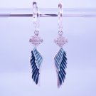 Earrings Harley Davidso Angel Wings Punk Rock Metal Biker Sterling Silver 925