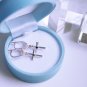 Earrings Crosses &ETH;&iexcl;ute Tiny Modest with Natural Dark Blue Sapphire from Madagascar, Silver 925