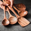 7 Pieces 100% Natural Teak Wooden Kitchen Utensil Set Cooking Kitchenware Wood Spoons