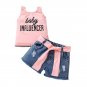 Baby Influencer Social Media Baby Denim With Hole Shorts Two-piece Set