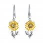 925 Sterling Silver Sunflower Dangle Earrings for Women Girls Teen