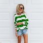 Loose Crew Neck Long Sleeve Printed Striped T-Shirt Top