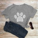 Unisex  Paw Footprint Pattern Printing Loose Short-sleeved T-shirt Pet Lovers