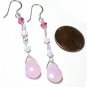 Light Pink Faceted Chalcedony Swarovski Silver Dangle Earrings